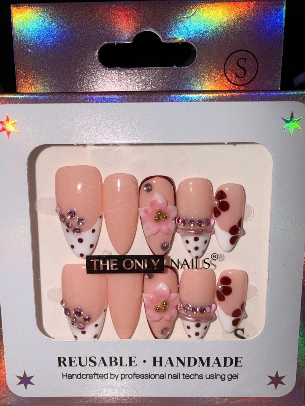 The Only Nails Pink Floral & Gem Press-On Nail Set